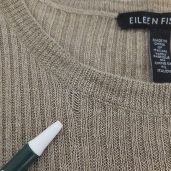 Eileen Fisher Sweater Womens Medium Beige 100% Organic Linen - Picture 4 of 7